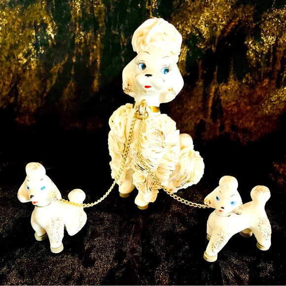 Vintage MCM Retro 1960’s Napcoware Spaghetti French Poodle Family - Picture 1 of 4